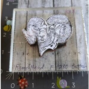 Rams Head Animal Acrylic Rubber Stamp Mounted #C10